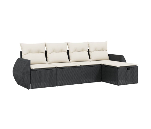 Set de muebles de jardín 5 pzas y cojines ratán sintético negro