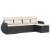 Set de muebles de jardín 5 pzas y cojines ratán sintético negro