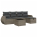 Set de muebles de jardín 6 pzas y cojines ratán sintético gris