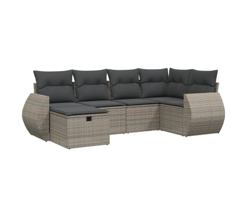 Set de muebles de jardín 6 pzas y cojines ratán sintético gris
