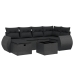 Set de comedor de jardín 7 pzas y cojines ratán sintético negro