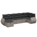 Set de sofás de jardín 7 piezas con cojines ratán PE gris