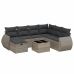 Set de sofás de jardín 8 pzas y cojines ratán sintético gris