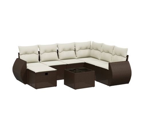 Set sofás de jardín 8 piezas y cojines ratán sintético marrón
