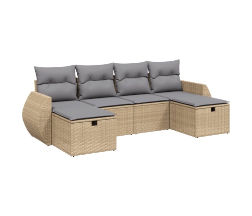 Juego de sofás jardín con cojines beige mezcla 6 pzas ratán PE