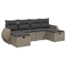 Set de muebles de jardín 6 pzas y cojines ratán sintético gris