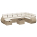 Set de sofás de jardín 9 pzas con cojines ratán sintético beige