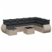 Set de muebles de jardín 9 pzas y cojines ratán sintético gris