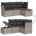 Set de sofás de jardín 4 pzas y cojines ratán sintético gris