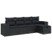 Set de muebles de jardín 5 pzas y cojines ratán sintético negro