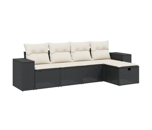 Set de muebles de jardín 5 pzas y cojines ratán sintético negro