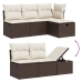 Set comedor de jardín 5 piezas y cojines ratán sintético marrón