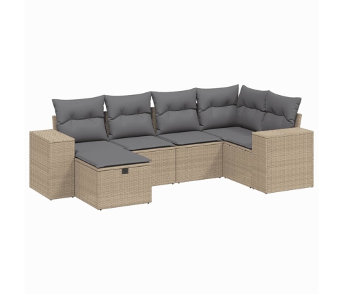 Juego de sofás jardín con cojines beige mezcla 6 pzas ratán PE