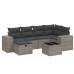 Set de sofás de jardín 7 piezas con cojines ratán PE gris