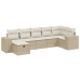 Set sofás de jardín 7 piezas y cojines ratán sintético beige