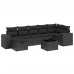 Set de sofás de jardín 8 piezas y cojines ratán sintético negro