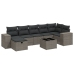 Set de sofás de jardín 8 pzas y cojines ratán sintético gris