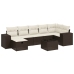 Set sofás de jardín 8 piezas y cojines ratán sintético marrón