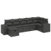 Set de comedor de jardín 7 pzas y cojines ratán sintético negro