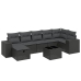 Set de sofás de jardín 8 piezas y cojines ratán sintético negro