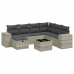 Set de sofás de jardín 8 pzas y cojines ratán sintético gris