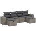 Set de muebles de jardín 6 pzas y cojines ratán sintético gris