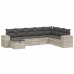 Set de sofás de jardín 8 pzas y cojines ratán sintético gris