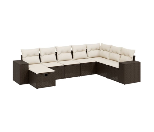 Set sofás de jardín 8 piezas y cojines ratán sintético marrón