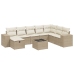 Set de sofás de jardín 9 pzas con cojines ratán sintético beige