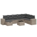 Set de muebles de jardín 9 pzas y cojines ratán sintético gris