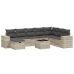 Set muebles jardín 9 pzas y cojines ratán sintético gris claro
