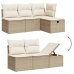 Set sofás de jardín 7 piezas y cojines ratán sintético beige