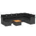Set de sofás de jardín 8 piezas y cojines ratán sintético negro