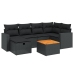 Set de comedor de jardín 7 pzas y cojines ratán sintético negro