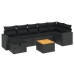 Set de sofás de jardín 8 piezas y cojines ratán sintético negro
