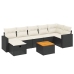 Set de sofás de jardín 8 piezas y cojines ratán sintético negro