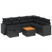 Set de sofás de jardín 8 piezas y cojines ratán sintético negro