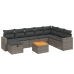 Set de muebles de jardín 9 pzas y cojines ratán sintético gris