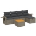 Set de muebles de jardín 6 pzas y cojines ratán sintético gris