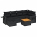 Set de comedor de jardín 7 pzas y cojines ratán sintético negro