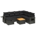 Set de sofás de jardín 8 piezas y cojines ratán sintético negro
