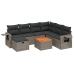 Set de sofás de jardín 8 pzas y cojines ratán sintético gris