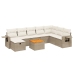 Set de sofás de jardín 9 pzas con cojines ratán sintético beige