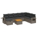 Set de muebles de jardín 9 pzas y cojines ratán sintético gris