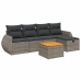 Set de muebles de jardín 6 pzas y cojines ratán sintético gris