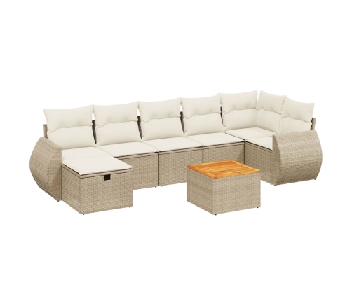 Juego de sofás de jardín con cojines beige 8 pzas ratán PE