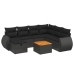 Set de sofás de jardín 8 piezas y cojines ratán sintético negro