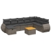 Set de muebles de jardín 9 pzas y cojines ratán sintético gris