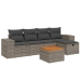 Set de muebles de jardín 6 pzas y cojines ratán sintético gris