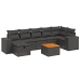 Set de sofás de jardín 8 piezas y cojines ratán sintético negro